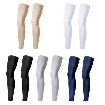 

Unisex Summer UV Protection Ice Silk Leg Sleeves Solid Color Full Length Compression Non-Slip Sports Running Cycling Long Sleeve