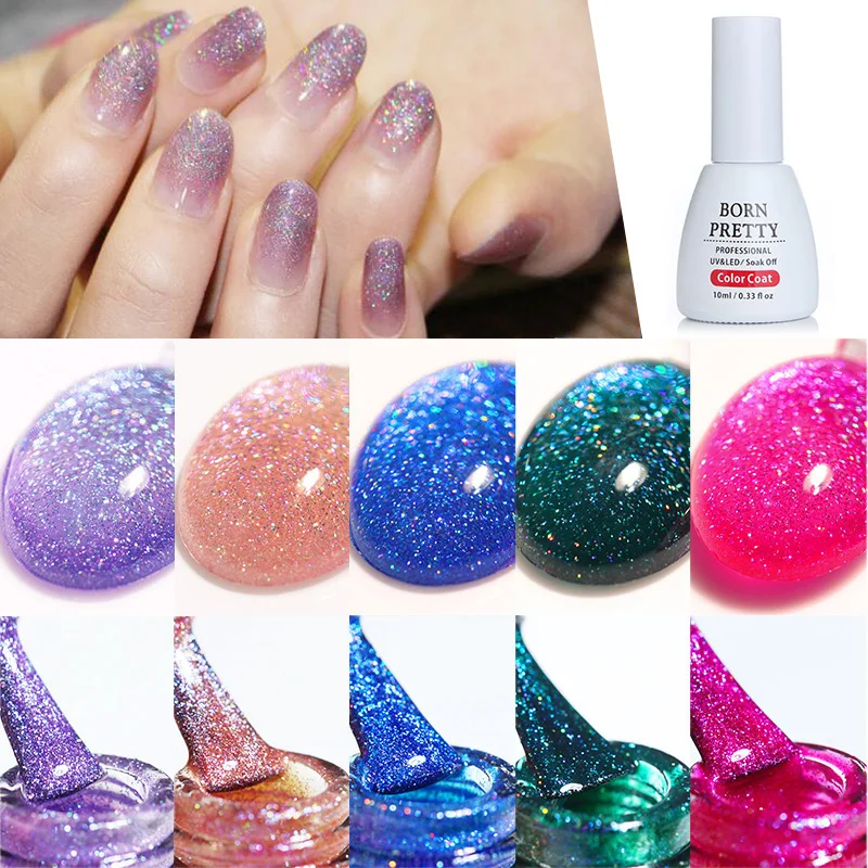 

12 Colors BORN PRETTY Soak Off Holographic UV Gel for UV LED Nail Art Gel Polish Varnish Manicure Tips Decoration