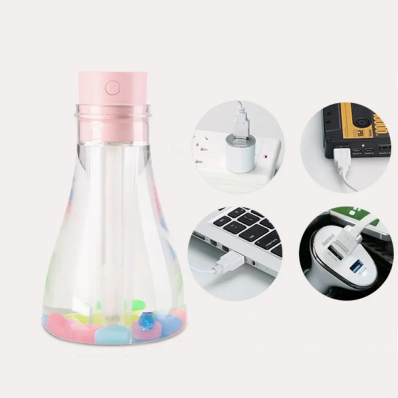 NEW 500ml LED Wishing bottle Air Ultrasonic Humidifier for Home Essential Oil Diffuser Atomizer Car Air Freshener Mist Maker