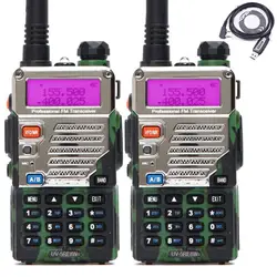 2 шт. BaoFeng UV-5RE 8 Вт Camo рация Dual Band УФ 5RE двухстороннее Радио рация с фонарем ручной 10 км С USB Кабель для программирования