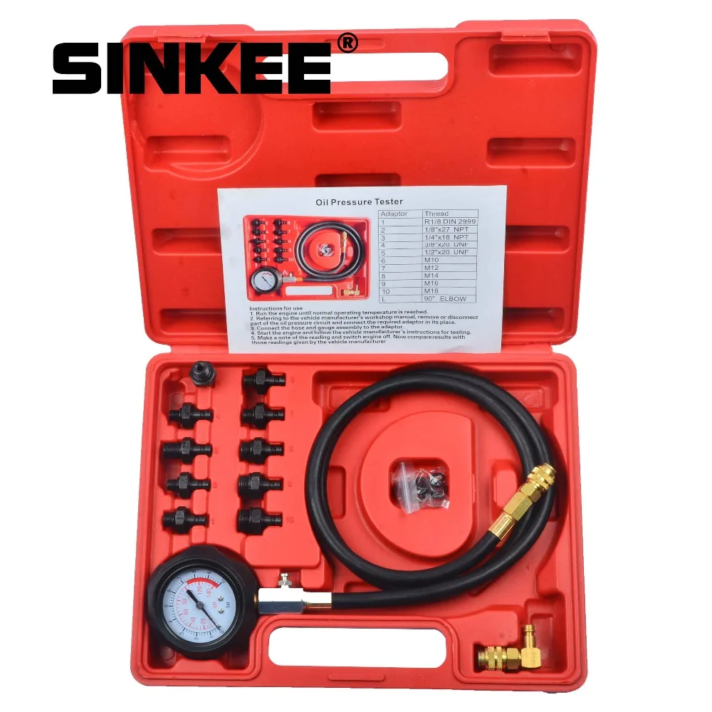  12 piece Engine Oil Pressure Test Kit Tester Car Garage Tool Low Oil Warning Devices SK1267
