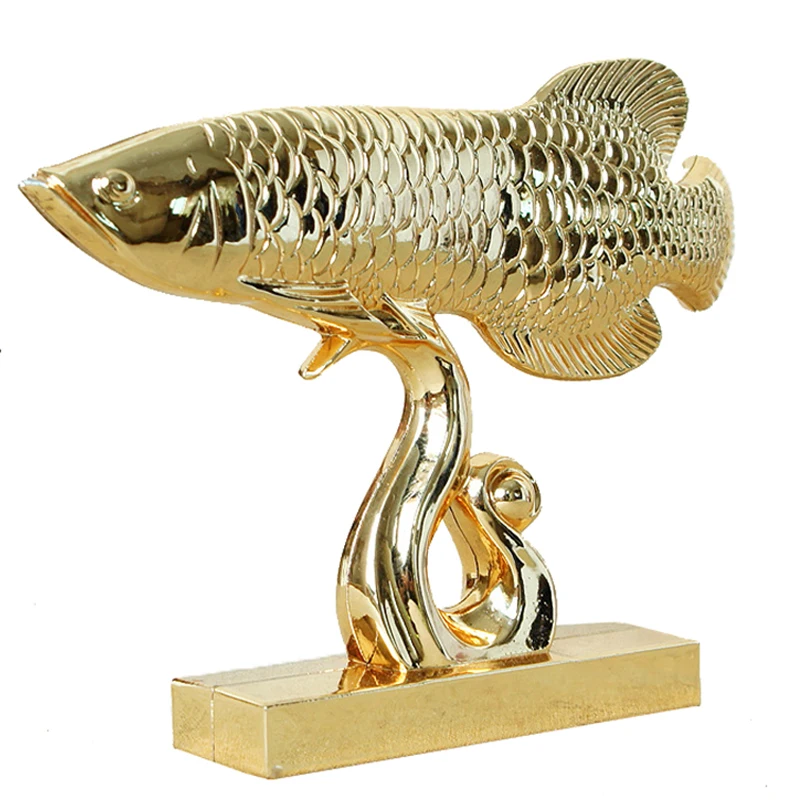 

Creative Gold Arowana Ornaments Crafts Home Living Room TV Cabinet Decor Wedding Gift Metal Lucky Goldfish Miniature Furnishings
