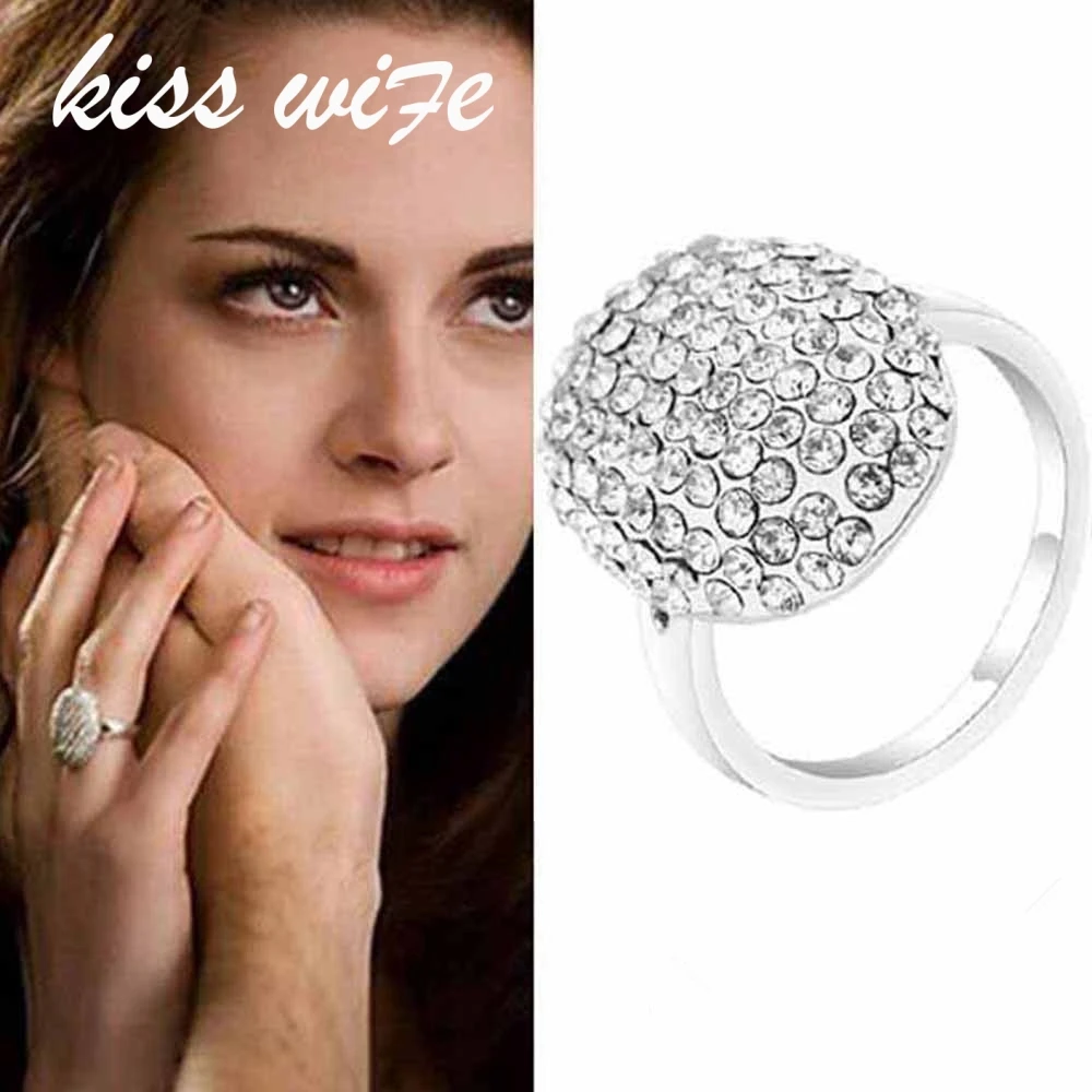 

KISSWIFE New Popular Film Twilight Bella Engagement Rings With Full Crystal Fashion Sparkling Silver Rings For Women Wedding