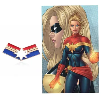 

Takerlama Ms.Captain Marvel Carol Danvers Avengers Cosplay Badge Costume Brooches Halloween Cosplay Pin Accessories Props Gift