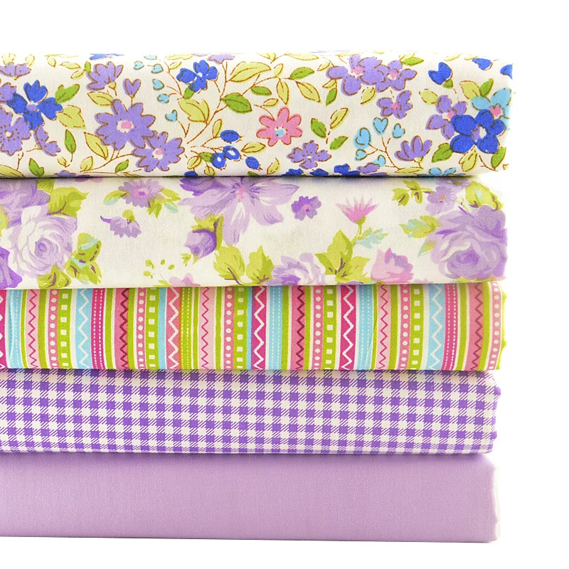 Twill Cotton Purple Fabric Patchwork Quarter Bundles Meter For Sewing DIY Crafts 40cmx50cm 5pcs/lot Tissus Telas