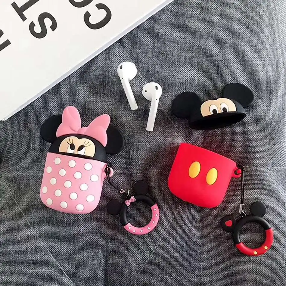

Silicone Earphone Cases For AirPods 2 Case 3D Bear Dog Cute Cartoon cover For Apple Air pods Case for Earpods Lovely Ring Strap