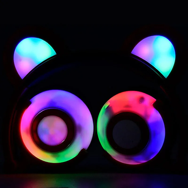 Buy 2pcs/lot Wholesale headphone LED glowing Bear Ear Headphones support TF