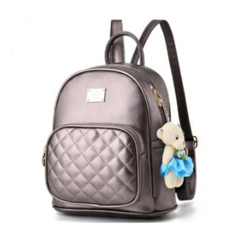 Yogodlns рюкзак с медведем женские школьные сумки для девочек женские дорожные сумки через плечо сумка из искусственной кожи рюкзак в консервативном стиле - Цвет: bronze