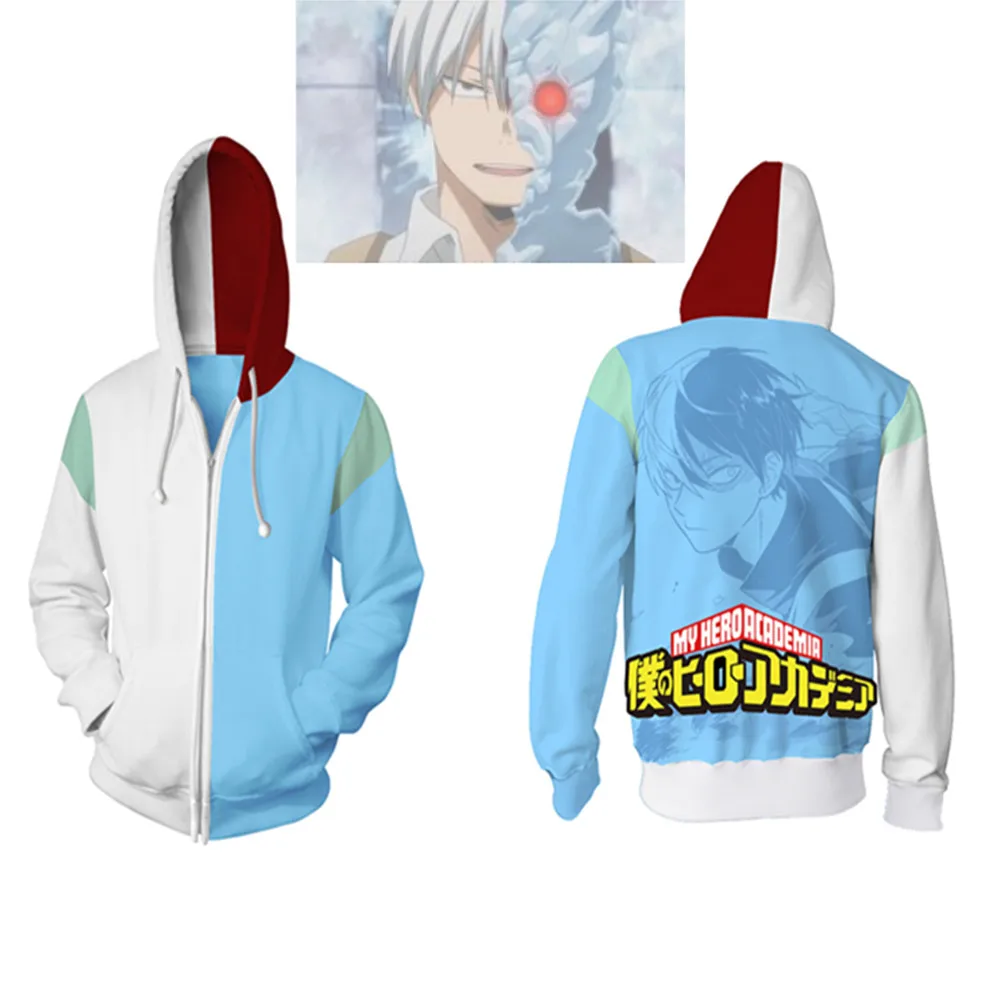 Мой герой Todoroki шото Косплэй мой толстовки 3D печатных на застежке молнии с