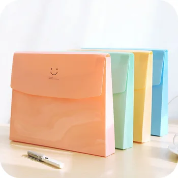 

1pcs magic card culture Korean stationery candy color smile folder A4 file package folder Korean version of the file bag