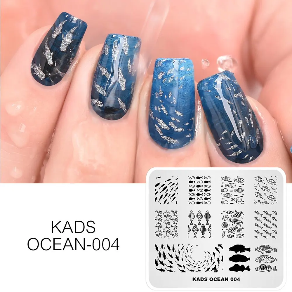 

AriesLibra Nail Stamping Plate Stamper Nail Ocean-4 Animal Fishes Pattern Image Stamping Polish Print Manicure Tool Nail Stencil