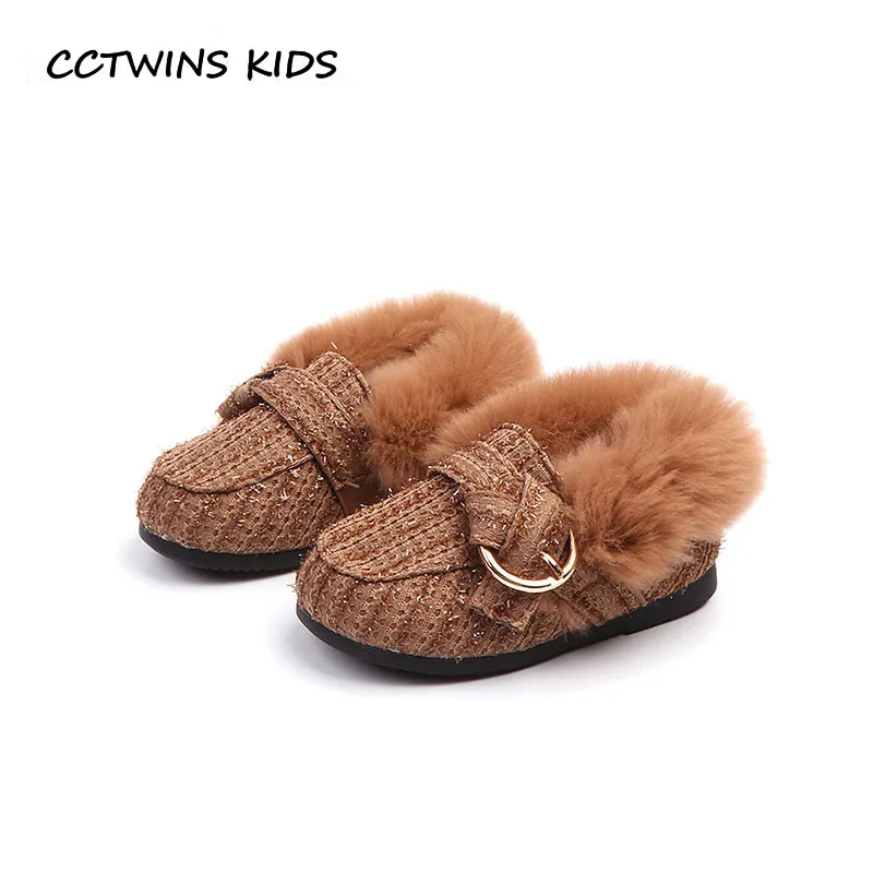 

CCTWINS KIDS 2018 Winter Toddler Brand Cotton Fabric Flat Baby Fashion Black Loafer Girl Brand Slip On Shoe Children GL2010
