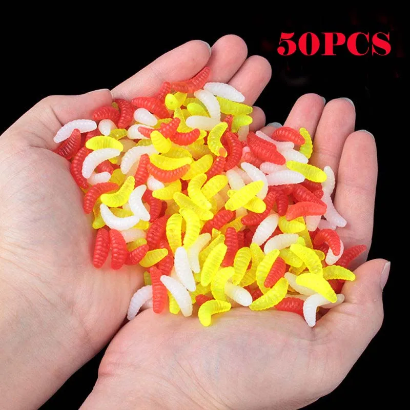 50pcs 2cm 0.4grams colorfull silicone bait maggot Grub Protein Soft