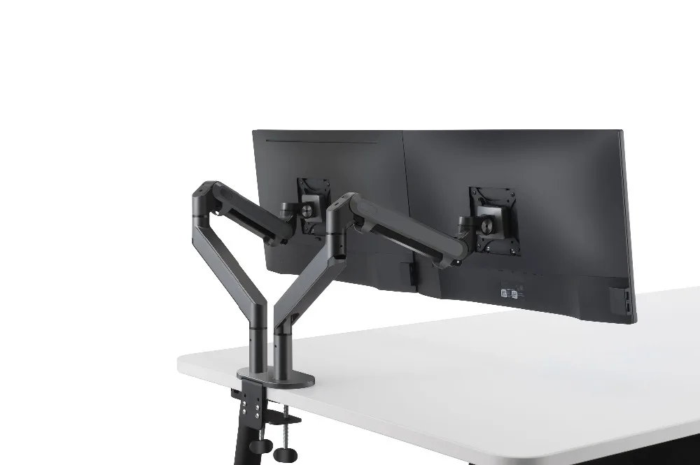 Dual Monitor Stand Fits Two 17-32 inch Screens with Height Adjustable Gas  Spring Arm