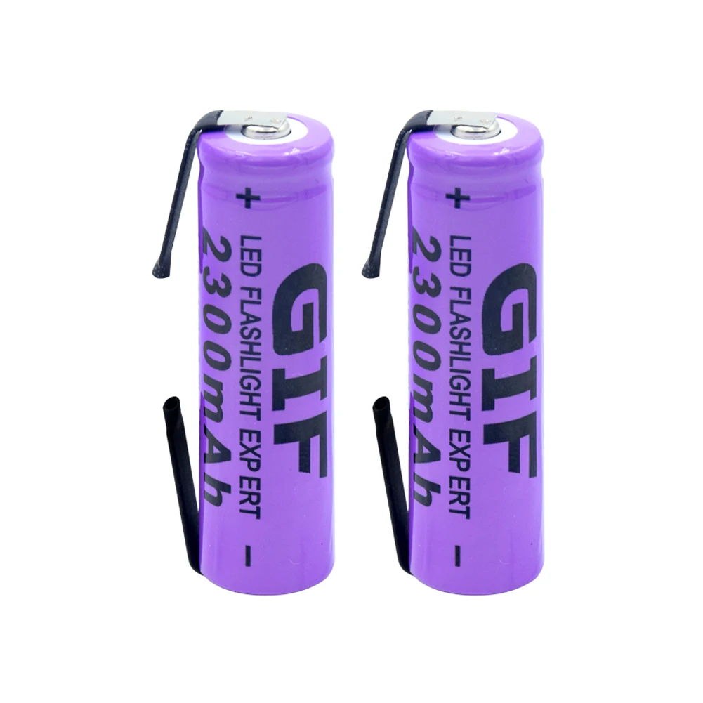 14500 литиевая батарея 3,7 V 2300mAh перезаряжаемые батареи Сварка никелевый лист bateria фонарь светодиодный игрушка-фонарик - Цвет: 2 PCS