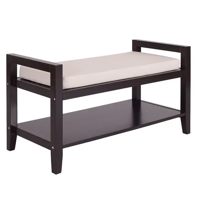 Online Shop Simple Compact Style Wood Shoe Storage Rack Bench With