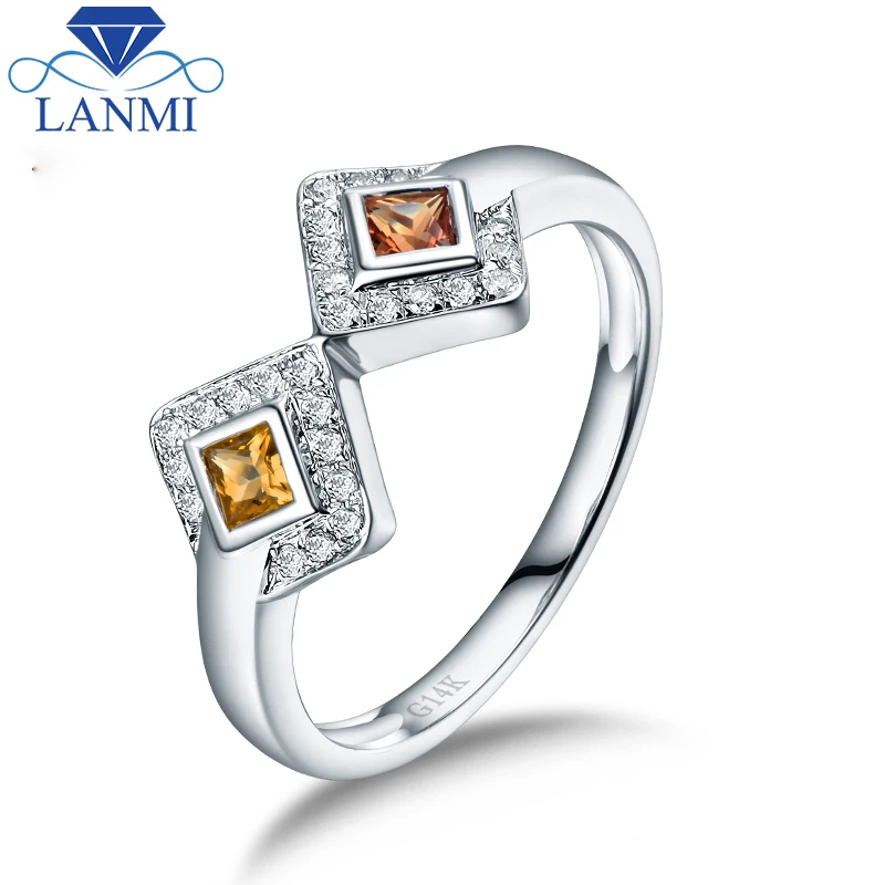 

Luxury Natural Yellow Sapphire Real 14K White Gold Fine Jewelry For Anniversary Men's Gift