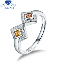 Luxury Natural Yellow Sapphire Real 14K White Gold Fine Jewelry For Anniversary Men’s Gift