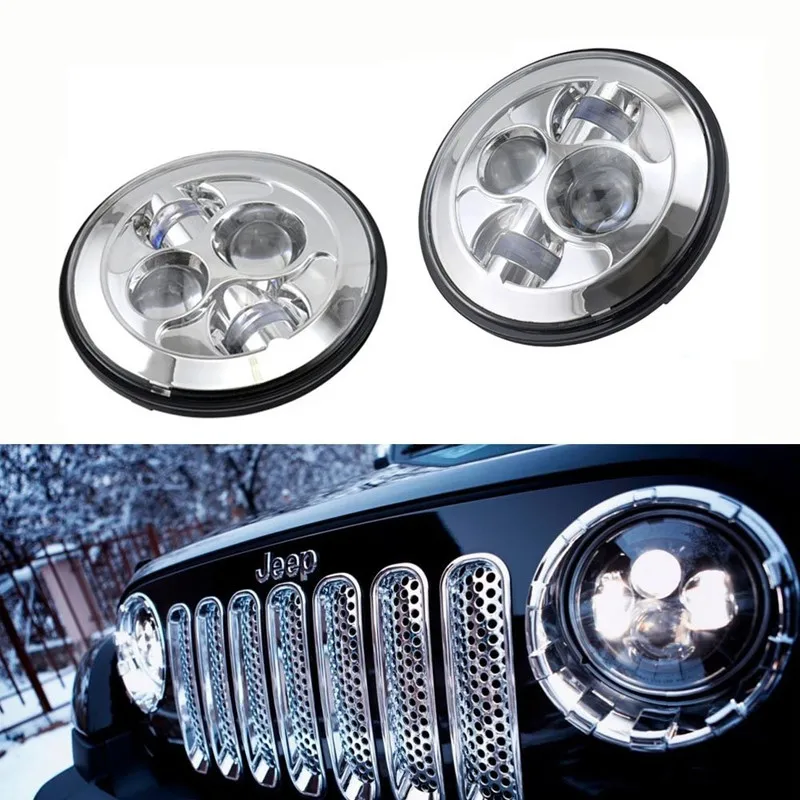 

DOT 2 X For Hummer H1 Chrome Bezel 7" Round LED Headlights Hi/Low Beam 40W High Power LED Headlamp for Jee p Wrangler JK
