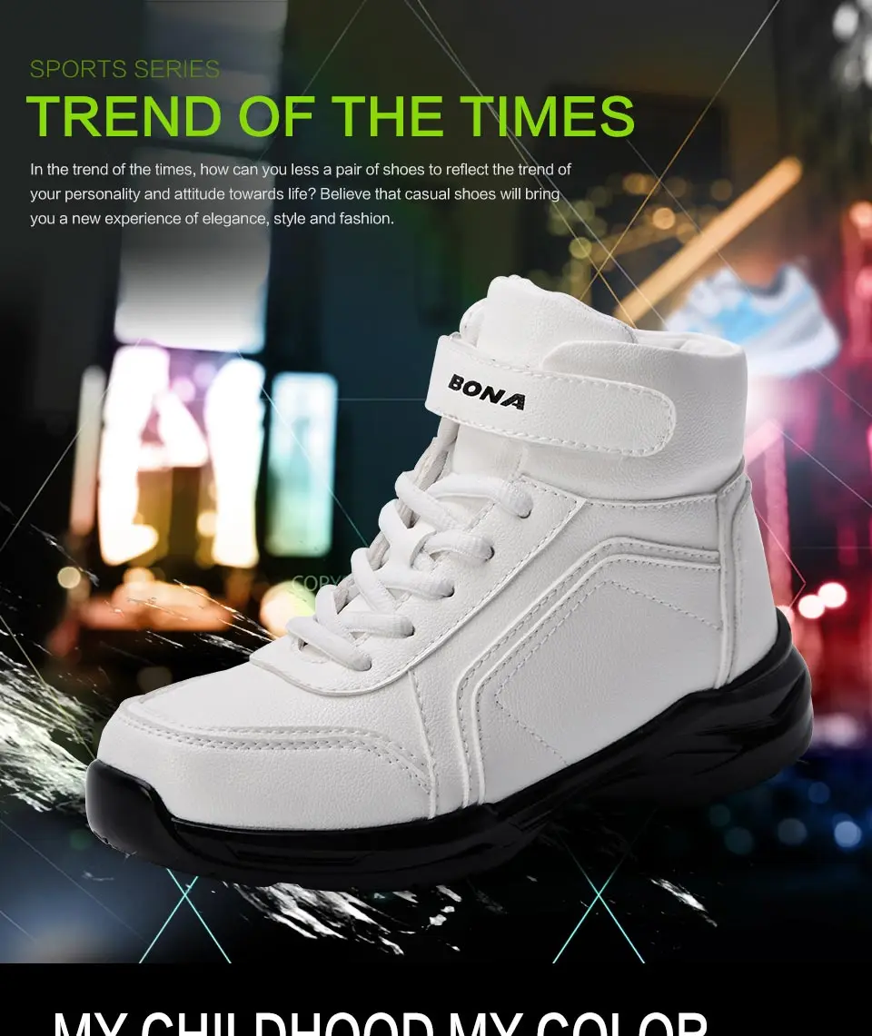 BONA 2018 New Autumn Fashion Children Synthetic Boots Kids Boots Boys Walking Shoes Flats With High Upper Warmth Sports Sneakers