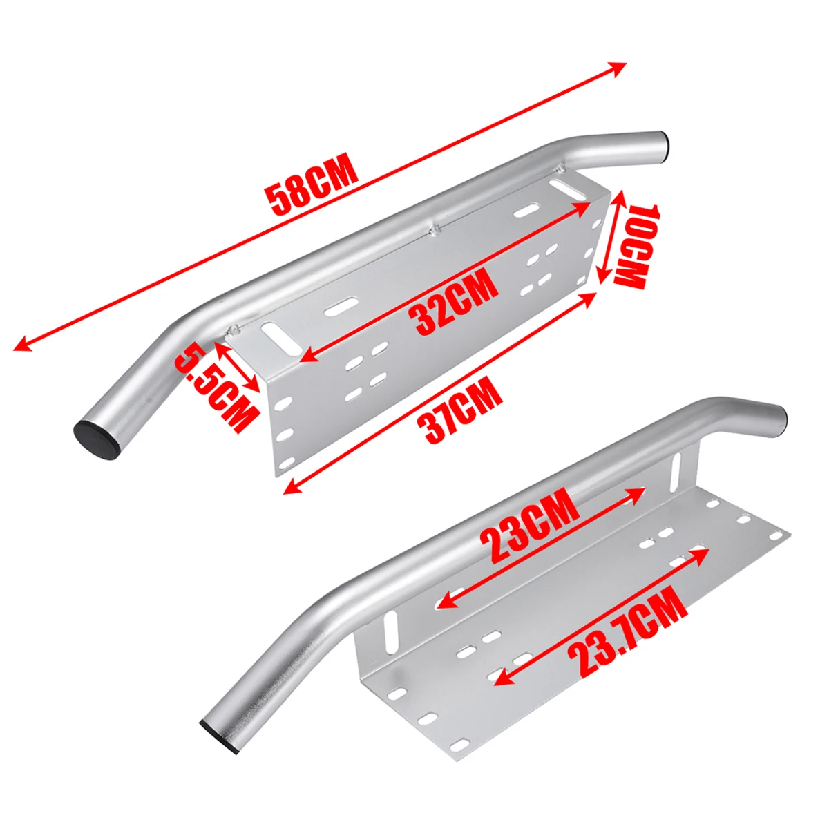 Mayitr 1pc Car Bull Bar Front Bumper License Plate Mount Bracket Light Holder Chrome Compatible Fog Driving Lights LED Work Lamp