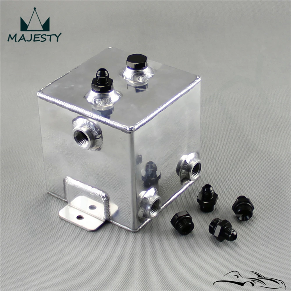 2L Fuel Polished Alloy Surge Tank Aluminum 2 Litre Swirl Pot System Universal