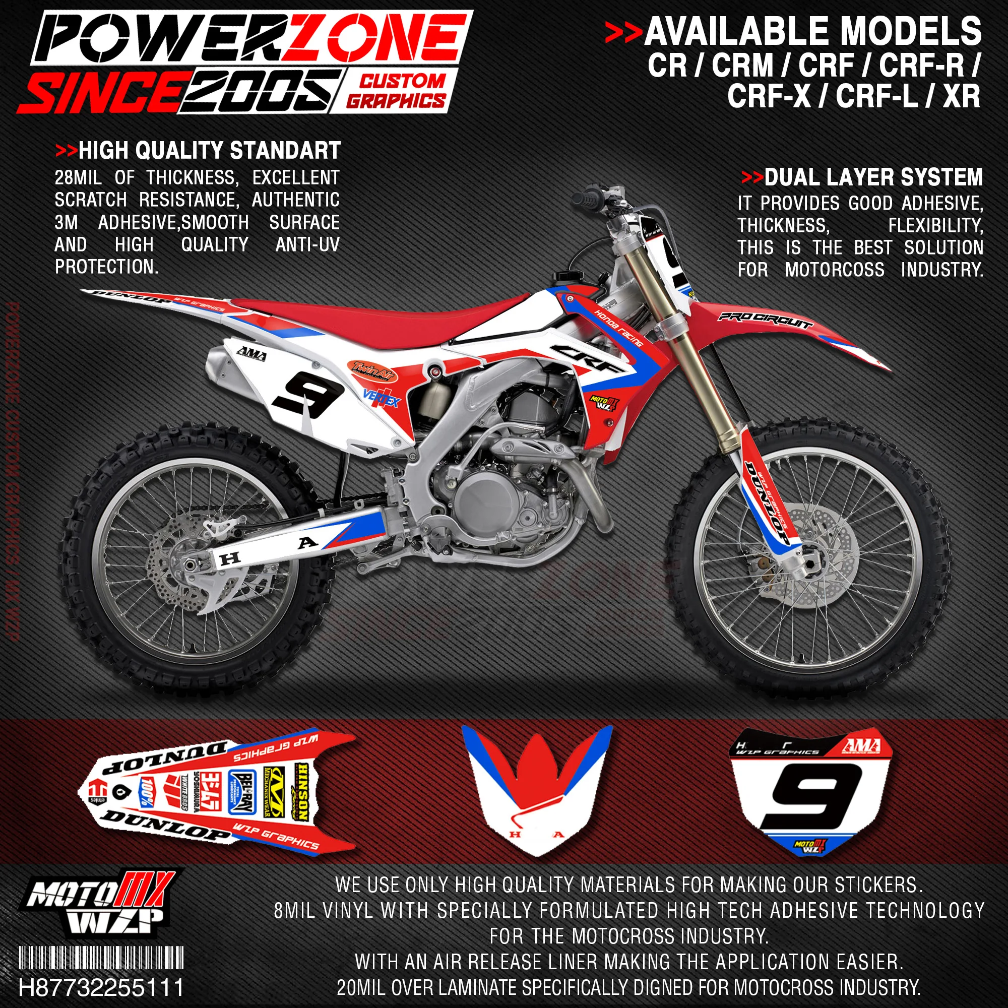 Powerzone カスタムチームの背景ステッカー 3mステッカーキット ホンダcrf250r 14 17 Crf450r 13 16 111 Aliexpress 自動車 バイク