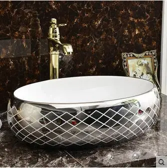 

Wei yu the oval table basin to art ceramic lavabo basin of the basin that wash a face Silver basin