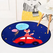 Мультяшный круглый ковер с животными для гостиной, спальни для чайного столика, дивана, коврик для комнаты, компьютерная Подушка для стула, лиса, медведь, тапете, ползающий ковер