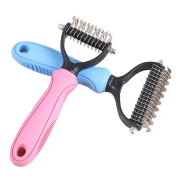 

Pet Hair Remover Dog Cat Hair Removal Brush Comb Pet Dog Fur Knot Cutter Stainless Double-sided Cutter Head Cat Grooming Tools