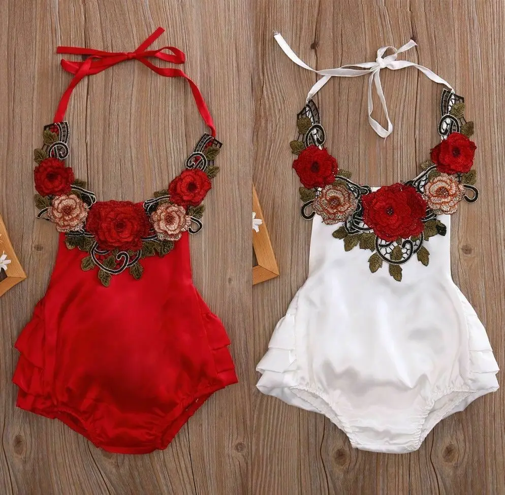 

Lovely Newborn Baby Girl Floral Strap Top Tutu Romper Jumpsuit Party Set