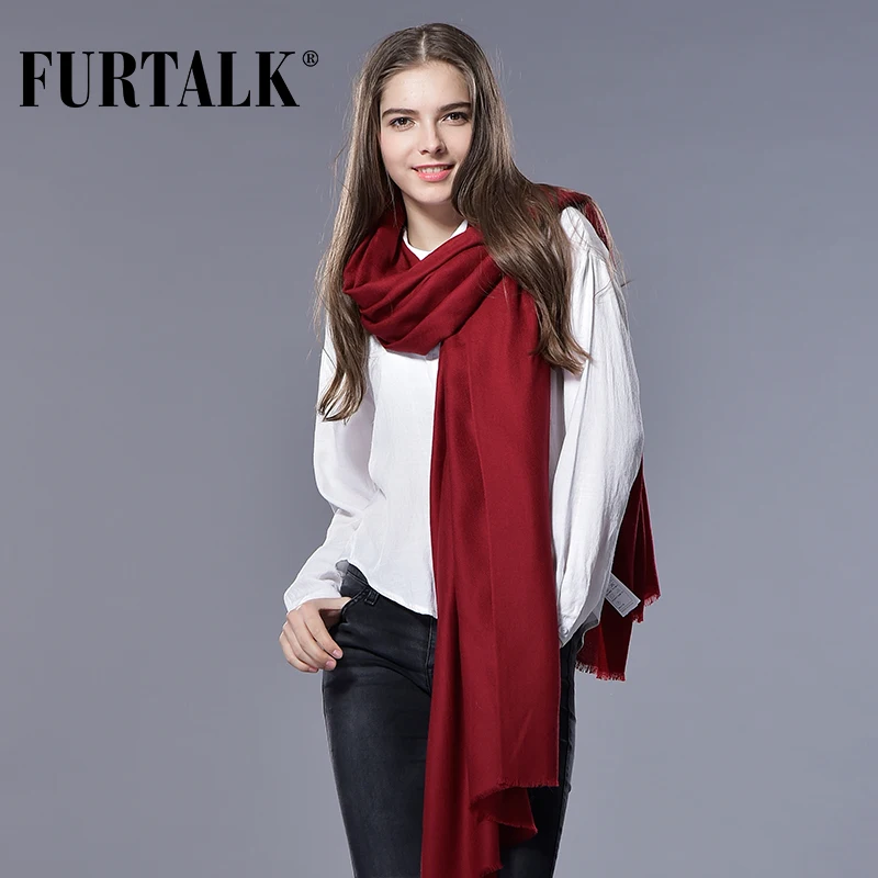 

FURTALK Women Spring Winter Wool Scarf Luxury Brand Long Women Scarf Female Pashmina Bandana Long Wool Shawls and Scarves