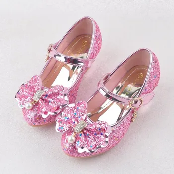 

HaoChengJiaDe Flowers Girls Princess Shoes New Brand Spring Autumn Children Wedding Shoes for Student Glitter Kids Party Shoes