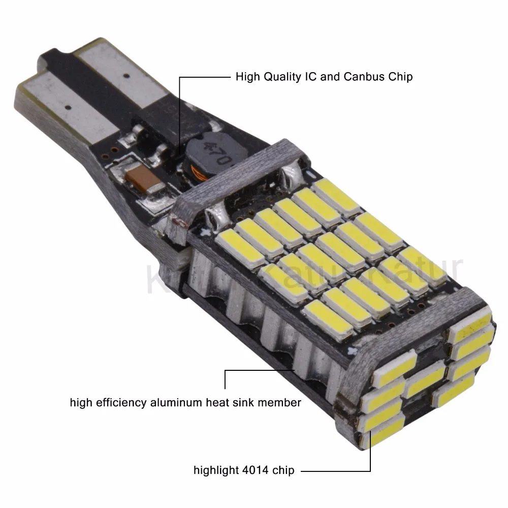 Katur 2 шт. T15 T16 W16W светодиодный обратный светильник лампочка 920 921 912 С CAN-BUS 4014 45SMD высокого светильник светодиодный использования парковочной Светильник лампы DC12V