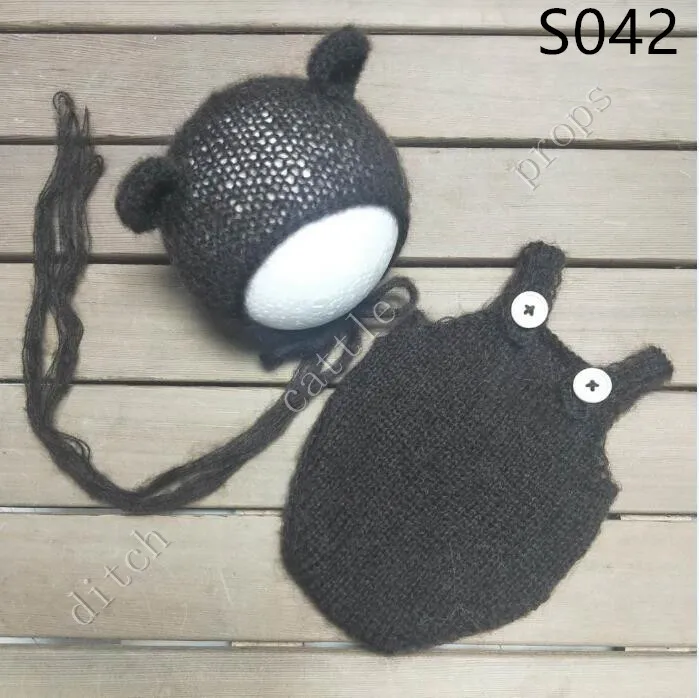 handmade mohair teddy bear hat+ shorts Newborn photography props - Color: S042