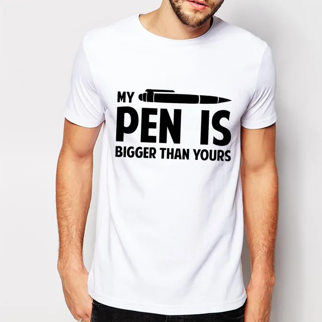 My Pen Is Ger Than Yours Design Logo T Shirts Men Short Sleeve My Pen Is Ger Than Yours Design Logo T Shirts Men Short Sleeve Man