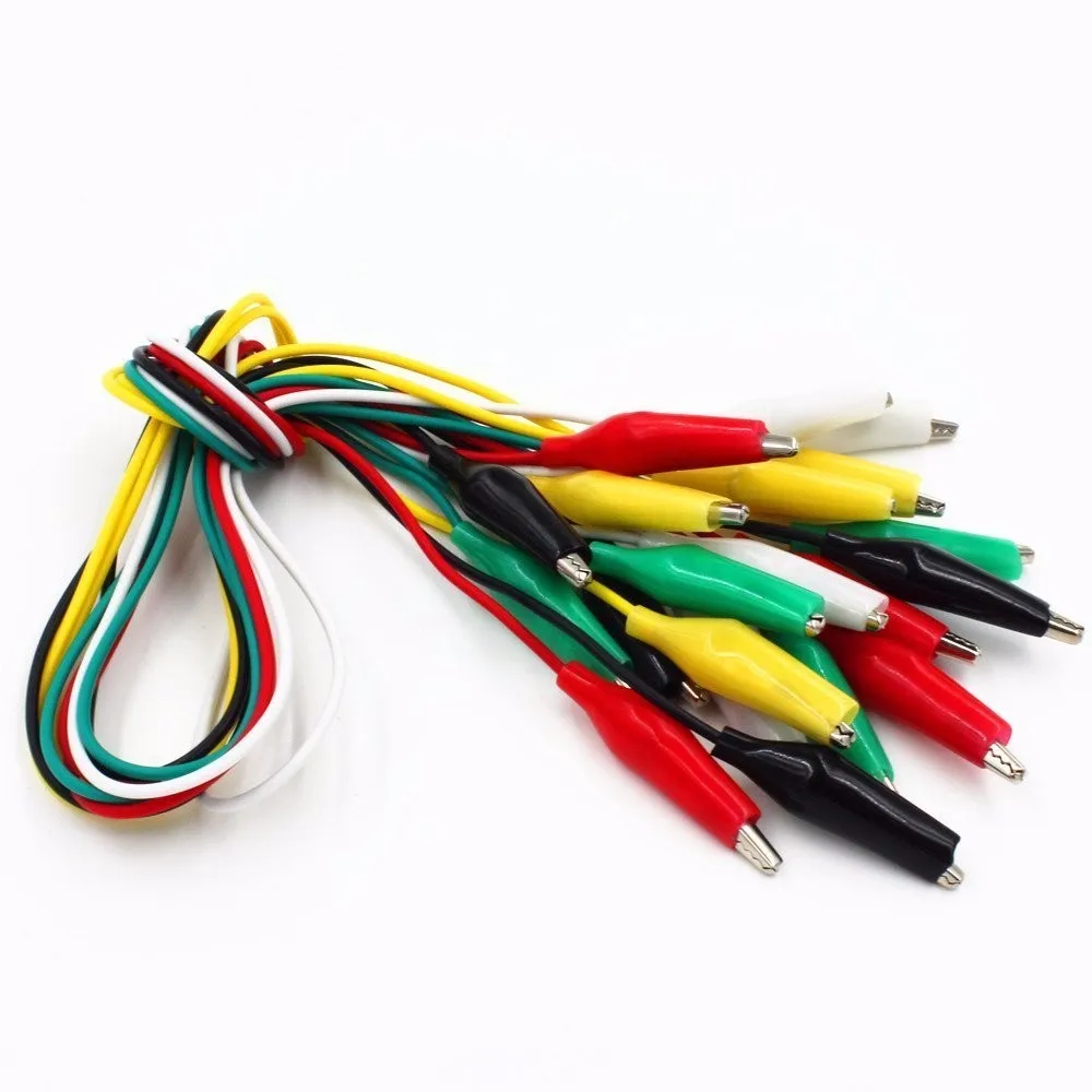 10pcs Colorful Double Ended Alligator Electronic Test Lead Cable Jumper