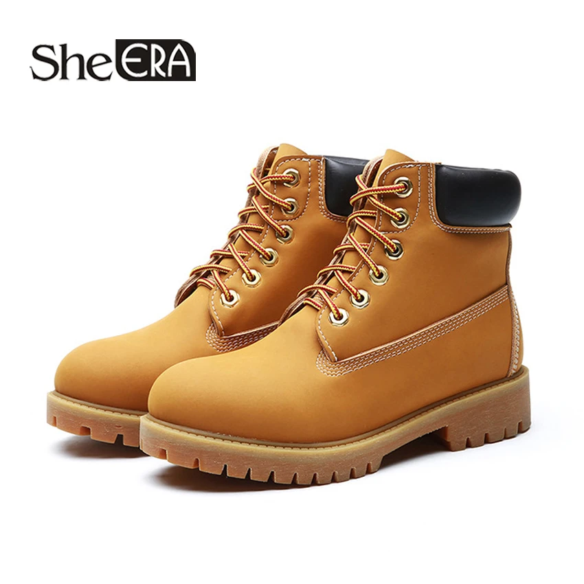 

New Fashion Retro Women Boots Split Leather Women Ankle Boots Yellow Casual Female Shoes Spring/Autumn Lady Shoes She ERA