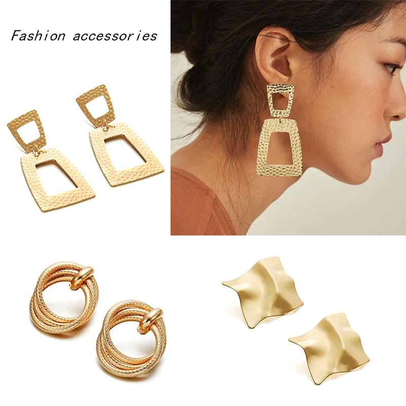 

Gold Metal Drop Dangle Earrings For Women Geometric Wedding Party Vintage Earring Bohemian Bijoux