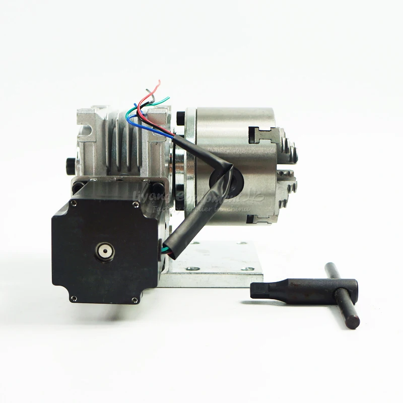 A Axis Rotary Axis tailstock 4th Axis with 80mm 4 Jaw Chuck 57 86 stepper motor