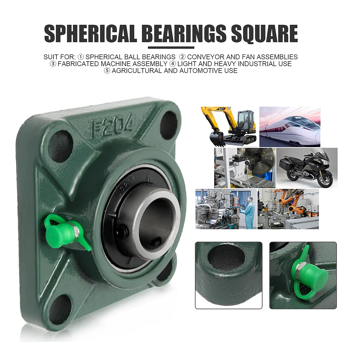

Ball Bearing Steels UCF204 d=20mm bearing housing pillow block bearing Diagonal Spherical Bearings Square Four Holes