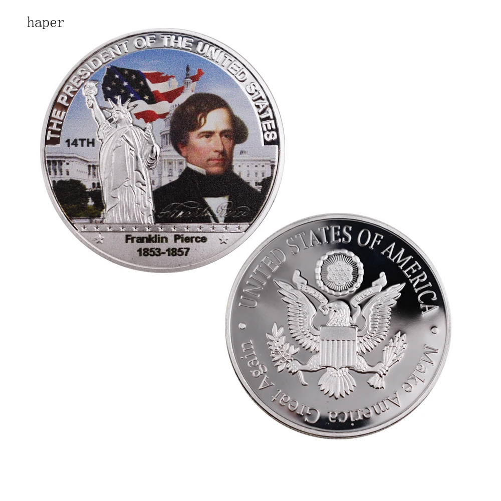

Home Decorative Souvenir Coin Franklin Pierce US 14th President Commemorative Coin White House Crafts 40X3mm