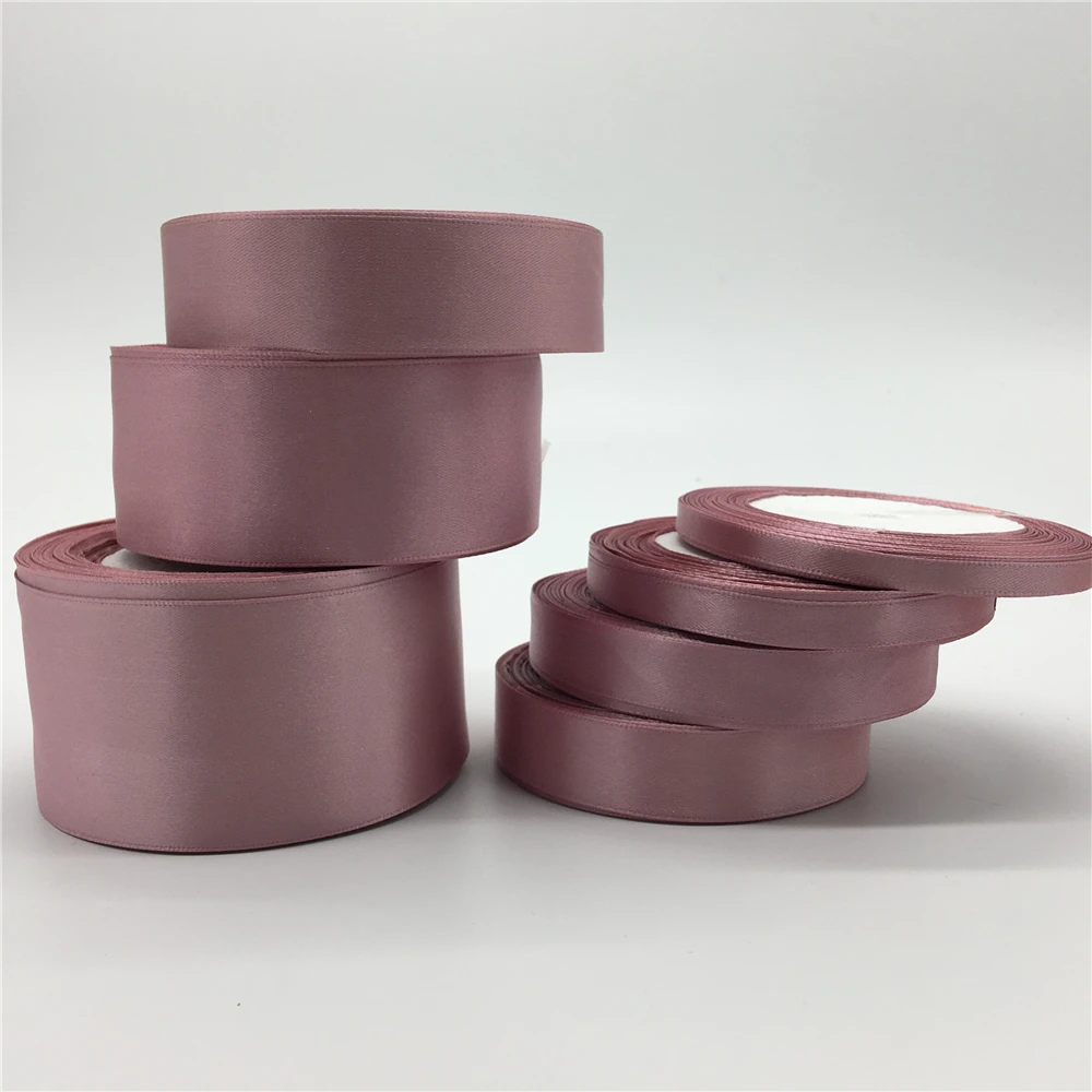 6mm 10mm 15mm 20mm 25mm 38mm 50mm 1Roll 25yds Pale Mauve Silk Satin Ribbon Wedding Party Decoration Invitation Card Gift Packing