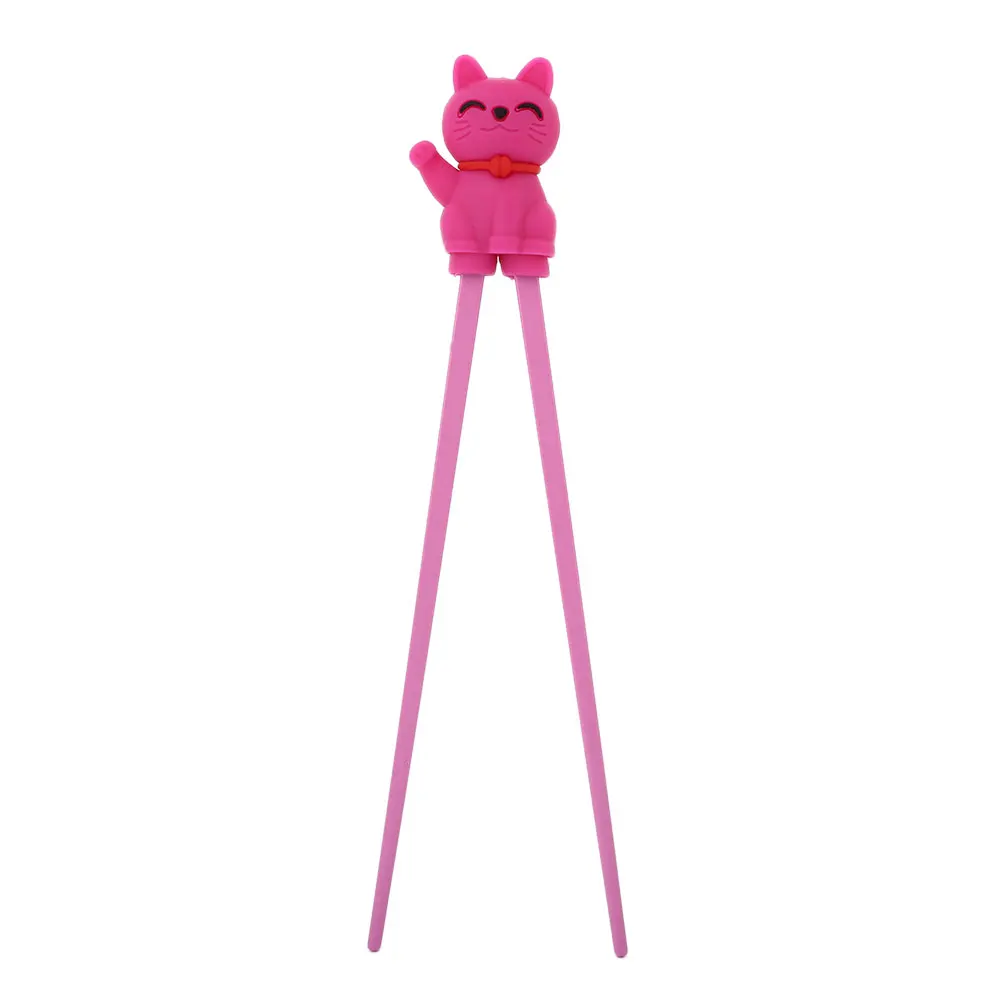 Детские палочки для еды с рисунком кота стиль начинающих ребенок потребление пищи помощник инструмент - Цвет: peach pink