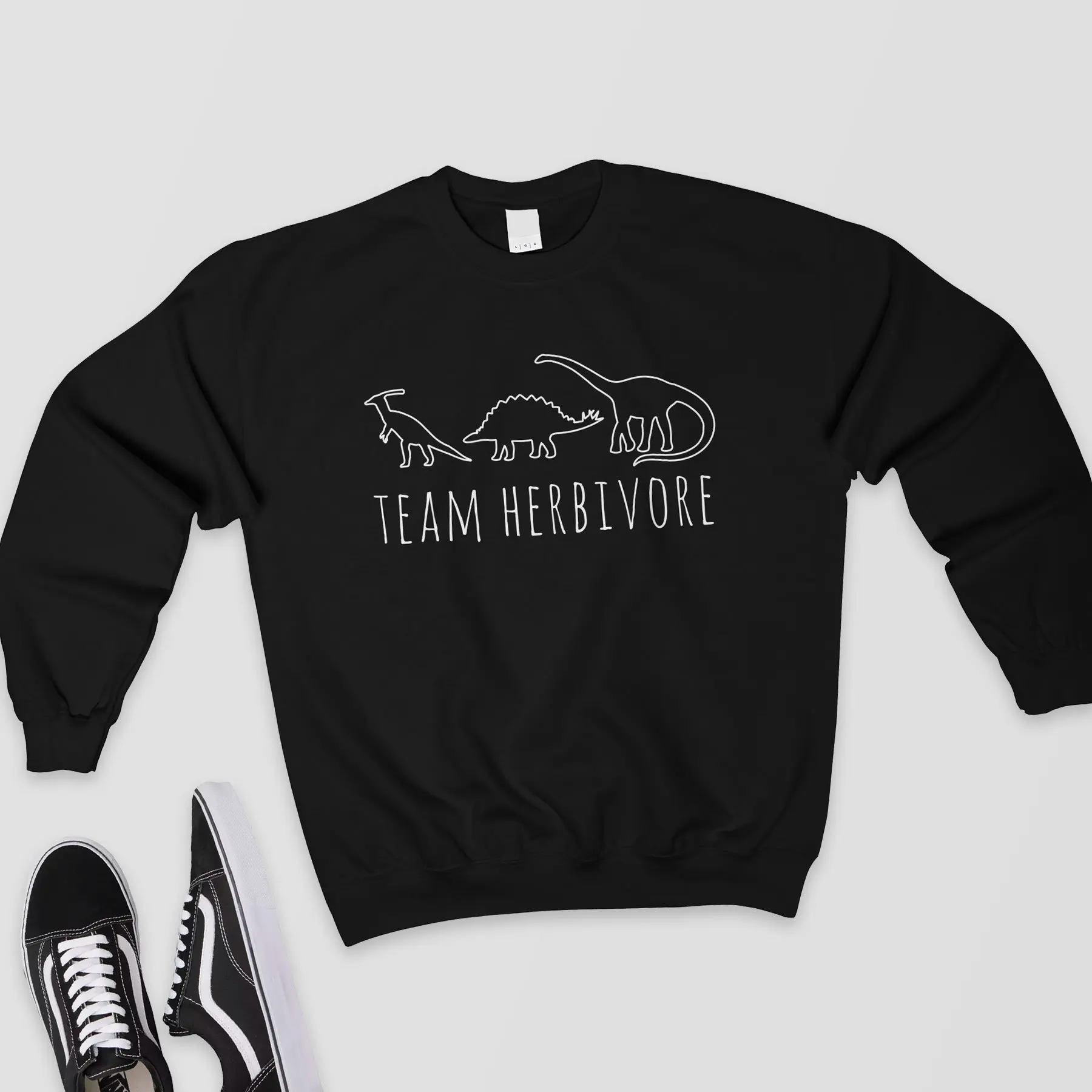 Team Herbivore, толстовка, женские Графические Топы, Harajuku, джемпер, веганская рубашка, Вегетарианская рубашка с динозаврами, толстовки, готические пуловеры - Цвет: Черный
