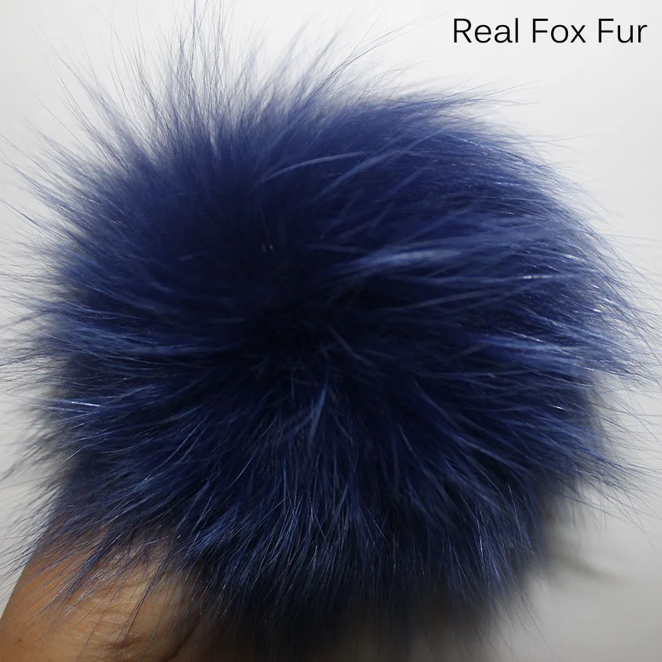 Nature Fur Pompom Fur Pom With Button DIY Fox Pompom Balls  Fur Pompon Fox Raccoon Pom Pom For Scarves Hats Bags  Accessories