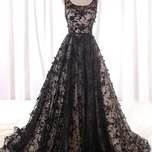 Элегантный Совок кружевной вышитый бисером тюль А-силуэта Вечерние платья Длинные темно-синие платья на выпускной Формальное вечернее платье Vestido de Festa