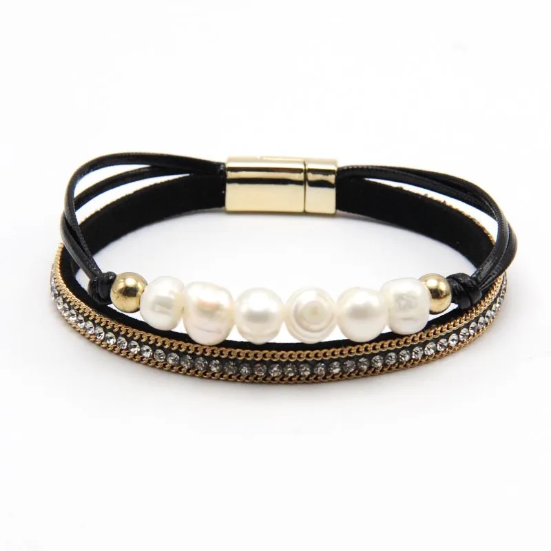 ZG, модный браслет, Новое поступление, блестящий жемчужный браслет, 5 цветов, летний дизайн, женские жемчужные украшения с магнитной застежкой - Окраска металла: black