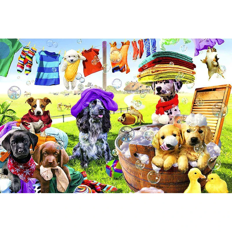 

DIY 5D Diamond Mosaic Diamond Painting Cross Stitch Kit Showing Dogs Diamonds Embroidery Full Drill Home Decoration