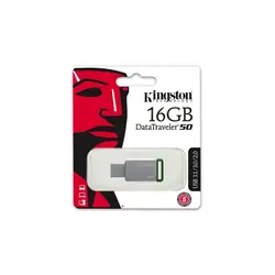 Kingston technology DataTraveler 50 16 ГБ, 16 ГБ, 3,0 (3,1 Gen 1), разъем usb type-A, монолитный, зеленый, серебристый, горячая Распродажа